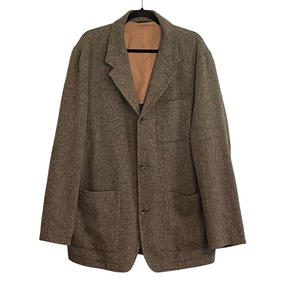Banana Republic Other - Vintage Banana Republic Mens Herringbone Wool Blazer Elbow Patches Brown Medium